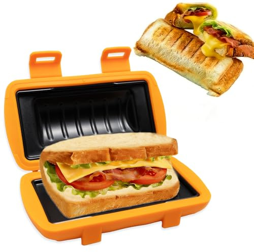 Microwave Sandwich Maker, Grilled Cheese Maker, Panini Press, Hot Dog Toaster Maker, Double-Sided Pocket Mini Pie Maker, Non Stick, Crispy and Melted in Minutes for Breakfast Sandwiches, Toasties
