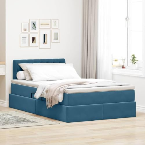 YNGBHFNOP Senior Bed with Headboard without Mattress 140x190 cm Solid Pine Wood Frame Easy Access for Elderly Extra Storage Shelves Sturdy Slats Support Bedroom Furniture