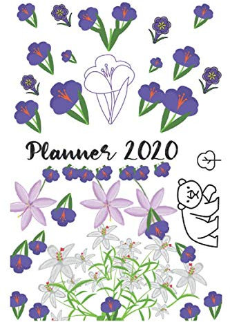 2020 Planner FLORAL :CROCUS FLOWER & Bergenia Flower & Glory of the Snow & BEAR Design's / Weekly and Monthly: Floral 2020 Calendar Planner with ... & Month: 2020 Planner FLORAL :CROCUS FLOWER