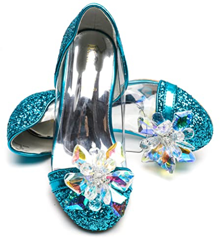 ELSA & ANNA Prinzessin Schuhe Mädchen – Prinzessin Schuhe mit 3 cm hohem Absatz – Glitzer Schuhe Mädchen – Schuhe für ELSA Kleid für Partys, Fasching, Karneval – (BLU14-SH)
