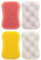 FRCOLOR Weicher Badeschwamm Sanfter Beruhigender Körperschwamm Naturfaser-Peeling-Duschschwamm für Frauen Männer Kinder 4 Stück Zufällige Farbe