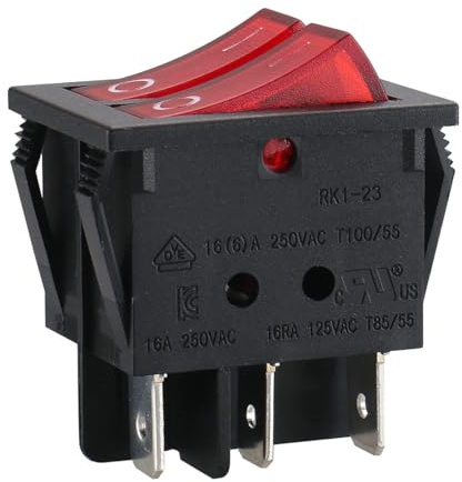 CABLEPELADO Interruptor doble basculante,Interruptor 2 posiciones,Interruptor 6 vias,Interruptor 6 pines,Interruptor 6 terminales,Interruptor ON/OFF SPST,16 A 250 VAC | 20A 125VAC,Rojo sin Luz