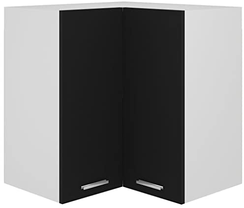 WIFESE Eckhängeschrank 57x57x60 cm Küchenschrank Wandschrank Für Wohnzimmer Küche Schrank Einbauküche Badezimmermöbel Badezimmerschrank Cabinet Hängend Schwarz Holzwerkstoff