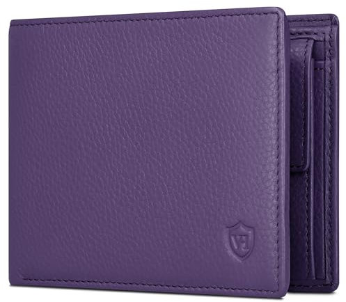 VON HEESEN Leder Geldbörse RFID Schutz I Echtleder Geldbeutel für Damen & Herren I Portemonnaie Brieftasche Wallet Portmonee (Violet)