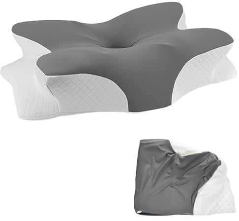 VGECEE Funda Almohada Cervical Seda de Hielo Funda Cojin Cervical Funda de Seda para Almohada Cervical JK79 para Almohadas Ergonómicas, Suaves, con Cremallera Invisible, Color Gris 63x38x14cm