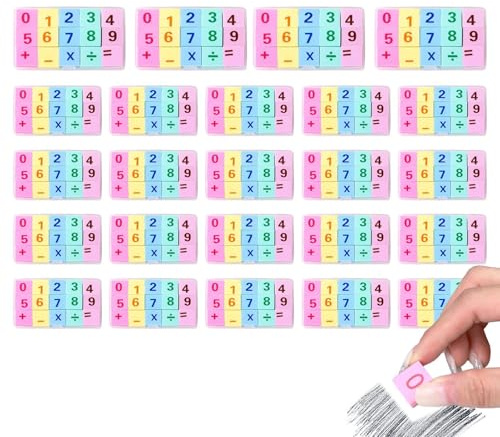 Ranley Gomas Mini - Material Escolar de Goma con Diseños - Borradores Educativos de Matemáticas:, Multiplicación y División | Para Estudiantes Recompensas De Aula Práctica