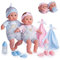 Realistische 38 cm Zwillingsstoffpuppen mit offenen/geschlossenen Augen|JC Toys Berenguer Boutique|12-teiliges Geschenkset mit Flasche, Rassel, Schnuller & Zubehör|Rosa und Blau|Für Kinder ab 2 Jahren