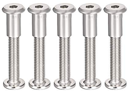 uxcell Screw Post Fit for 3/8(10mm) Hole Dia, Male M8x50mm Belt Buckle Binding Bolts Leather Fastener Carbon Steel 5 Sets