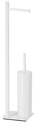 Gedy G-Seul Colonne de Porte Rouleau + Brosse de Toilette Blanc avec Finition, Dimensions 62,8 x 14 x 14 cm, Ensemble de WC en Acier Inoxydable et chromall, Bouton de 4 mm Inclus, Papier, Unique