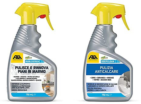 FILA Surface Care SolutionsMarble Refresh, Detergente Spray Per Marmo, Quarzo & Spray Anticalcare Per Il Bagno Professionale, 750 Ml, 750 Unità