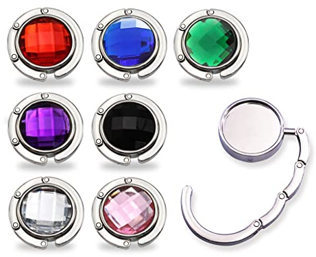 Kellegour 8 Pieces Foldable Handbag Hooks for Tables,Folding Handbag Table Hanger,Round Handbag Holder,Portable Bag Hook,Portable Handbag Hangers,Folding Purse Hook for Restaurants,Cafes,Wallet,Bar