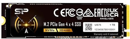 Silicon Power 1TB US75 Nvme PCIe Gen4 M.2 2280 SSD R/W Up to 7,000/6,000 MB/s Compatible with PlayStation 5 (SP01KGBP44US7505)