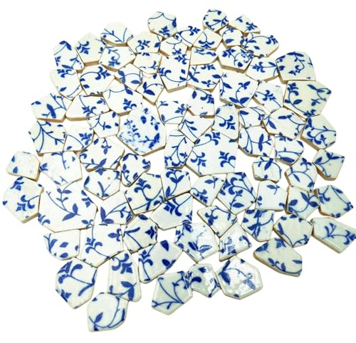 Mosaikplattor av keramik och porslin, 500 g, trasiga oregelbundna gör-det-själv golv kök pool blomkrukor mosaiktillbehör (porslin 05)