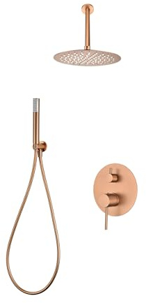 IMEX - Colonne de Douche Encastrée Salle de Bain | Colonne Douche Encastrable Laiton Or Rosse | Pommeau Douche Anti Calcaire en Acier Inoxydable S.304 | Série Tivoli