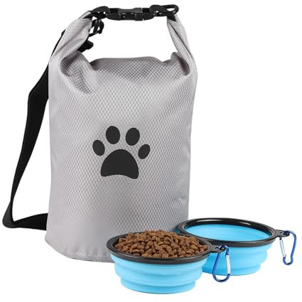 Dog Food Travel Bag,Travel Dog Food Container,Pet Travel Food Storage Container,Present As a Gift 2 Pcs Collapsible Dog Travel Bowls, Portable, Durable, Easy To Clean - Great For Camping & Day Trips