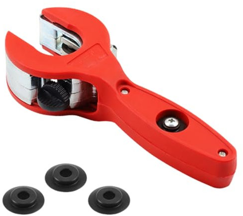 Ratschen Rohrschneider mit 3 Stück Ersatz Schneidrad,Rohrschneider Kupferrohr,Präzisions Rohrabschneider für Edelstahl & Kupferrohre 8-29mm,Besonders geeignet für enge Arbeitsbereiche (Rot)