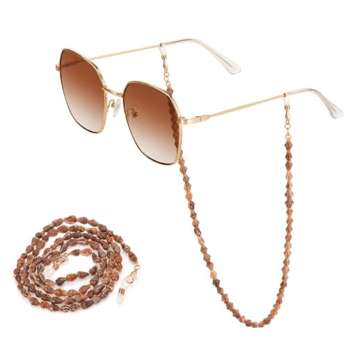 Baluue Cadena para Gafas con Conchas Naturales, Cordón Antideslizante de Mujer