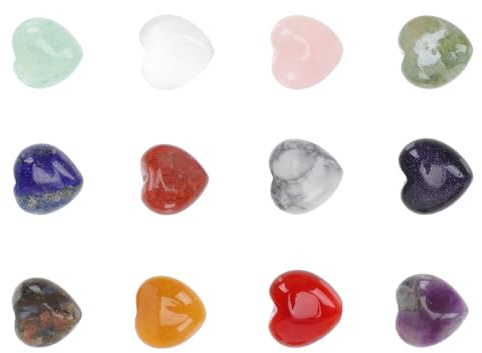 TOYANDONA Piedras Decorativas Forma Corazón Mini 12 Piezas Pequeñas Minerales Naturales Muestra de Mineral para Decoración y Colección de Hogar San Valentín