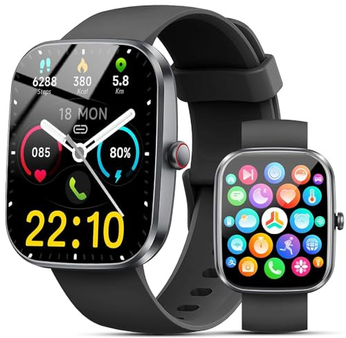 2026 Reloj Inteligente Hombre Mujer, 1.96 Smartwatch con Llamadas Bluetooth y Whatsapp Notificación, IP68 Pulsera Actividad con 100+ Modos Deportivos, Pulsómetro, Monitor de Sueño para Android iOS