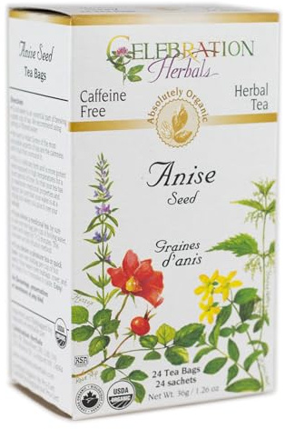 Celebration Herbals Organic Anise Seed Tea Caffeine Free, 24 Herbal Bags