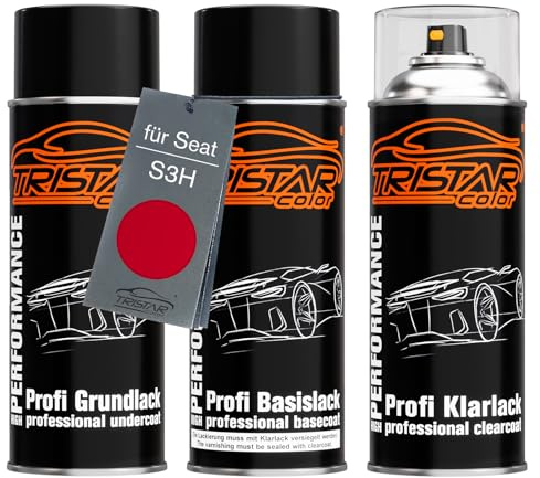 TRISTARcolor Billack sprayburkar för Seat S3H Rojo Emocion + klarlack