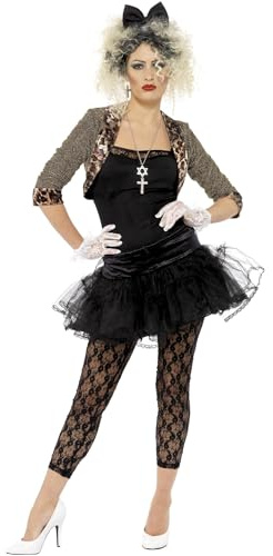 Smiffys Déguisement Wild Child années 80, Noir, veste, haut, tutu, leggings, gants et bandeau Halloween