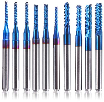 SainSmart Genmitsu CNC-Fräser, 10 Stück, Nano Blue Coat, 1,5 – 3,175 mm, Schaft 1/8