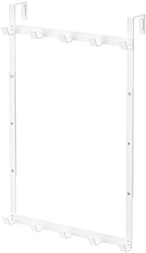 Yamazaki Türgarderobe mit verstellbarer Höhe, weiß, ca. B11,8 x T 3,0 x H 46,0 x 46,0 cm (30 x 7,5 x 46 x 56 cm), Smart, 3-stufig höhenverstellbar, Türhaken 4892