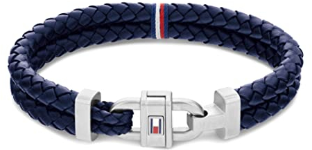 Tommy Hilfiger Jewelry Armband für Herren aus Leder mit Edelstahlverschluss - Erhältlich aus Blau oder Schwarz