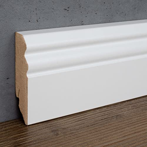 PROVISTON | Sockelleiste | Berliner Profil | 18 x 70 x 2400 mm | MDF foliert | Weiß | Hamburger Fußleiste | 24 Meter