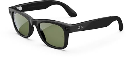 Ray-Ban Meta (Gen 1), Wayfarer, Large Shiny Black | Smart AI Glasses for Men, Women — 12 MP Camera, Open-Ear Speakers for Audio, Video Recording and Bluetooth — Green Lenses — Wearable Technology