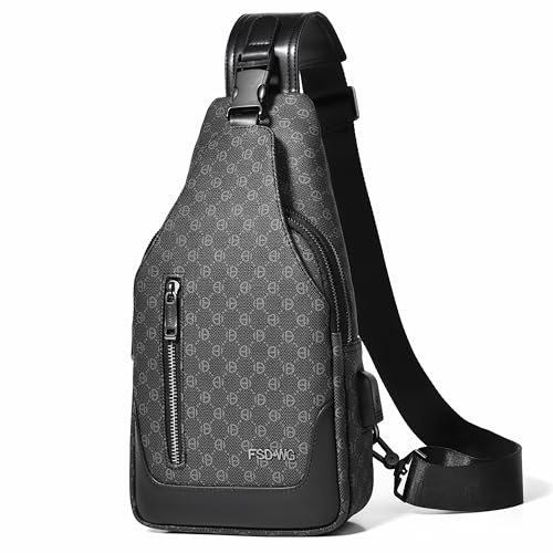 FSD. WG - Mochila para hombre con correa, bolso bandolera, bolso de viaje, bolso para senderismo, bolso para hombre resistente al agua, Negro , L