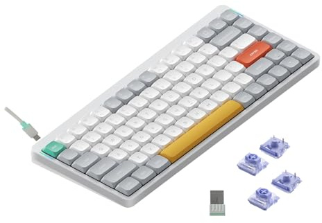 nuphy Air75 v2 QMK/Via Clavier mécanique, 75% Clavier sans Fil ŕ Profil Bas, Bluetooth 5.1, 2.4GHz et Connexion Filaire, Compatible avec Les systčmes Windows et Mac OS - Ionic White Switch Wisteria