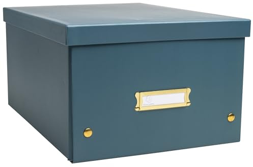 Exacompta - Ref. 62353E - 1 Boîte de rangement Néo Déco - en carton - livrée à plat - facile à monter grâce aux boutons pression - format A4 - dimensions 27 x 36 x 20 cm - couleur bleu canard