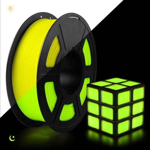 TECBEARS Filamento PLA Glow in the Dark 1.75mm Giallo, Filamento PLA Luminescente nel Buio, Alta Intensità di Luce e Lunga Durata di Illuminazione, Bobina da 1kg, Giallo Fluorescente