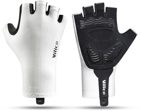 Vilico Professionelle Fahrradhandschuhe – Atmungsaktiv, Stoßdämpfend, rutschfest mit Silikonhandflächenpolster für Outdoor-Aktivitäten, Radfahren, Bergsteigen und mehr