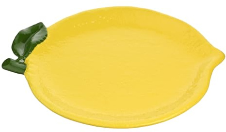 Widdop and Co Hestie - Lemon Plate - Yellow Glazed Ceramic Serving Platter Plate Dish - Home Decor Gifting for Hosting, Dinner & Parties for Spring/Summer - 30cm x 23cm.