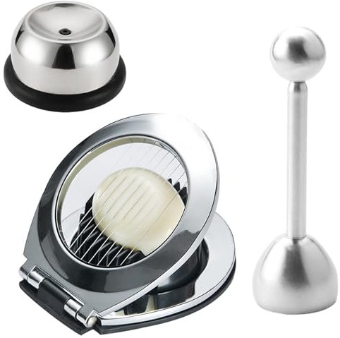 WANAVO Cortador de huevos, juego de moldes de huevos de acero inoxidable 304, 1 abridor de huevos, 1 cortador de huevos y 1 cortador de huevos de acero inoxidable, juego de cortadores de huevos para