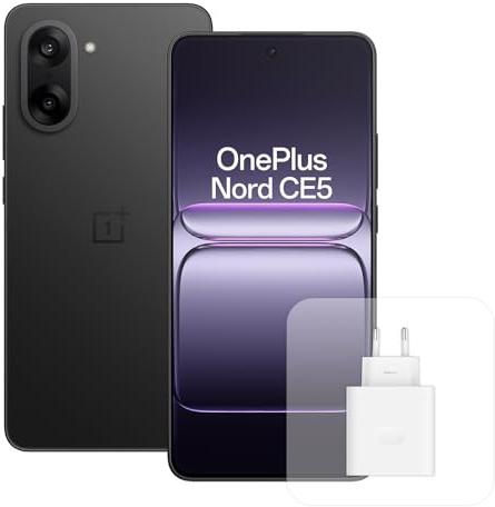 OnePlus Smartphone Nord CE5 8 GB di RAM, 256 GB di spazio di archiviazione, 6,77 pollici, AMOLED a 120 Hz, 50 MP OIS, batteria da 5200 mAh, con caricabatterie da 80 W, nero