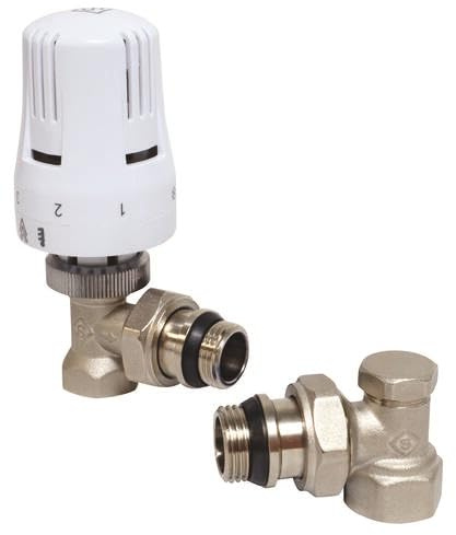 SOMATHERM FOR YOU - Kit Thermostatique 2 Pièces Équerre 1/2, Connexion Universelle M30x1,5, Raccordement 15/21, Étanchéité Coté Radiateur, Robinet Thermostatique, Coude de Réglage
