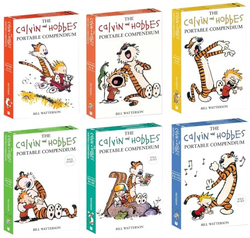 Calvin and Hobbes Portable Compendium 1-12 Books Collection in 6 Set By Bill Watterson