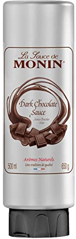 MONIN Premium Dark Chocolate Sauce 500ml for Frappes, Desserts, Cocktails, Hot Chocolates and Garnishes. Vegan, Allergen-Free. 100 Percent Natural Flavours
