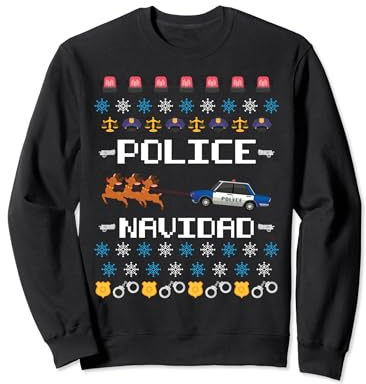 Polizia Navidad Ugly Natale Maglione Divertente Poliziotto X-Mas Felpa