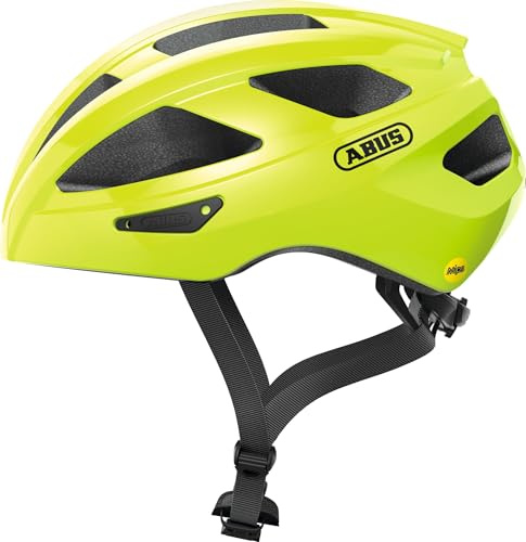 ABUS Rennradhelm Macator MIPS - Fahrradhelm für Einsteiger mit Schirm - geeignet für Zopfträger/-innen - für Damen und Herren - Gelb, Größe M