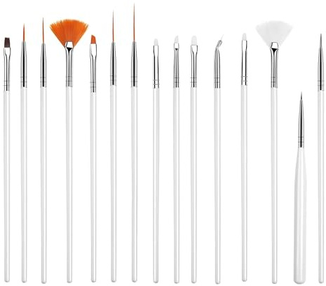 Nail Brushes 15PCS Nail Art Brush Set, Gel Liner Nail Art & French Tip Brush Kit | Fine Nail Brushes for Detailed Design, Dotting & Precision Painting