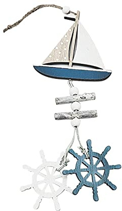 MOVKZACV Home Ornament-Gift Fish Hanging Ornament Wooden Home Decor Pendant Nautical Style Wall Office(rudder)