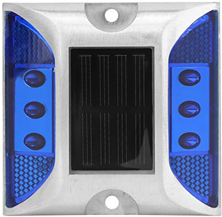 OUKENS Luces de señalización de tierra de energía solar LED, reflector de carretera LED, lámpara de punta de carretera de camino de entrada al aire libre impermeable(Azul)
