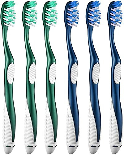 Fremouth Firm Toothbrushes for Adults, Cross Hard Bristles, 6 Count