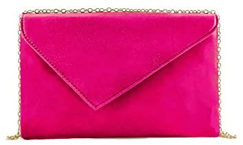 MODELISA - Bolso Sobre Fiesta Clutch Boda Novia Noche Cadena Mujer (Fucsia)