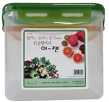 UHEIM E-Jen Premium Kimchi, Sauerkraut Container Probiotic Fermentation with Inner Vacuum Lid (1.7L, Rectangular, 1, Earthenware Green)